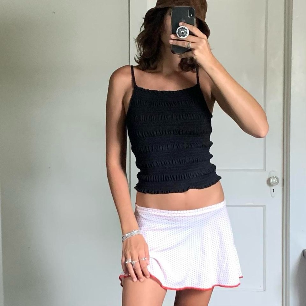 Black cinched stretch tank top
